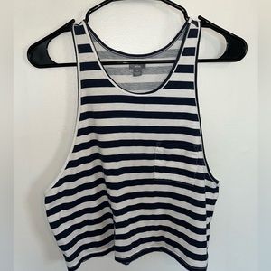 Aerie Blue & White Striped Cropped Tank